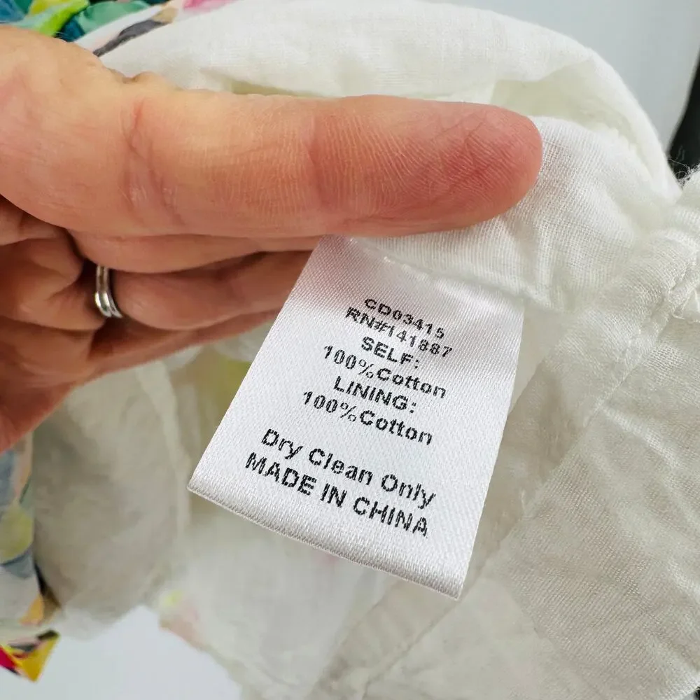 TCEC Vibrant Abstract A-Line Cotton Dress Colorful Tiered Mini Ruffle Size L - Picture 8 of 9